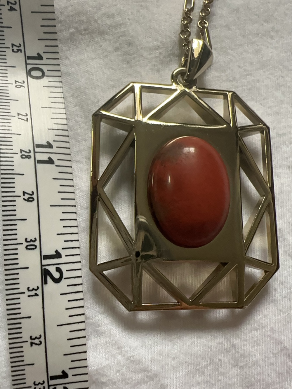 Super Long White House Black Market Red Oval Jasper